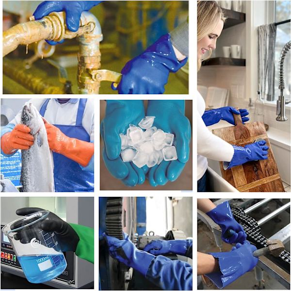 Husholdning PVC-hansker med behagelig bomullsfor, sklisikker overflate, kjøkkenoppvask, ekstra tykkelse, kjøkkenrengjøring, arbeid, maling, Pe