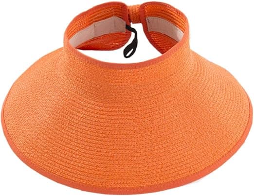 Bredbrättad hopfällbar solhatt för kvinnor, orange sommarhatt
