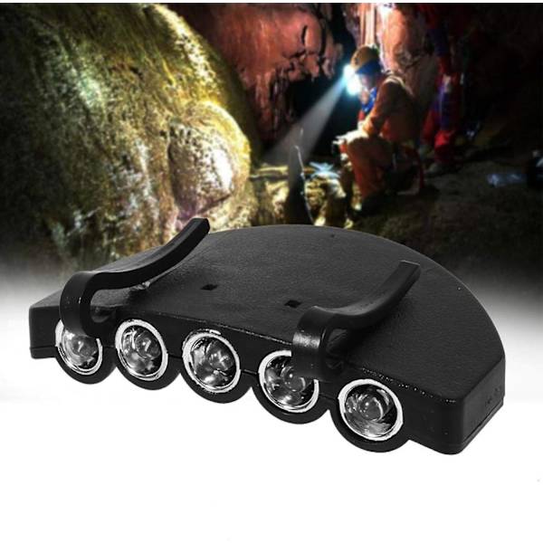 5 LED kasket hat klips hovedlys lampe pandelampe fiskeri vandring cykling