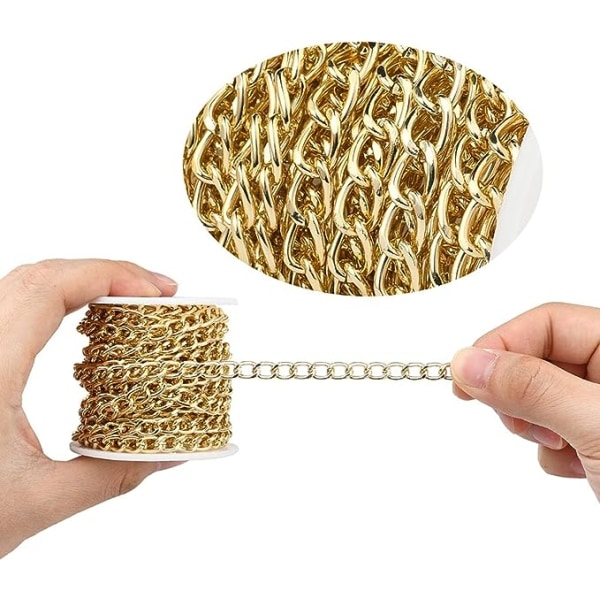 Håndlavet halskæde halvfabrikata (guld), metalkæde DIY j