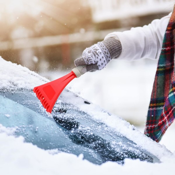 Isskraper for bilvindu, 2-pakks snøbørste isskraper for vinduer, frost snø isfjerning med skumhåndtak for bil lastebil SUV, ripefri