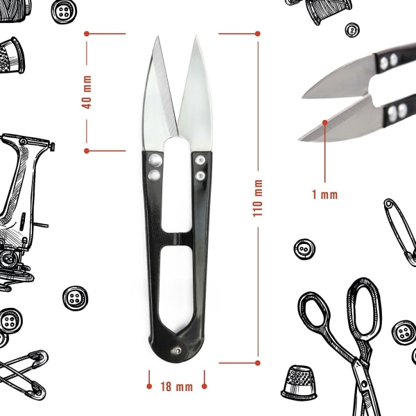 4x Profesjonelle syssakser i rustfritt stål - Små universalsakser for presis trådklipping, for DIY og for entreen