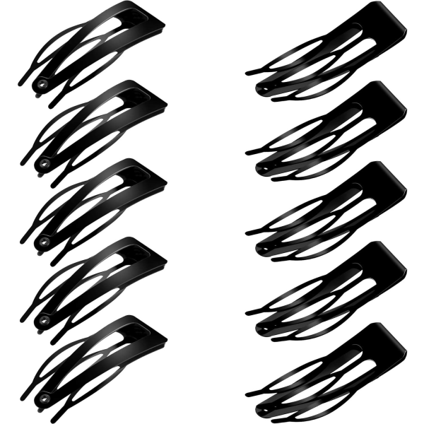 24 stk. Dobbeltklemte hårklemmer i metall, spenneklemmer for kvinner, hårklemmer til frisørsalonger (svart)
