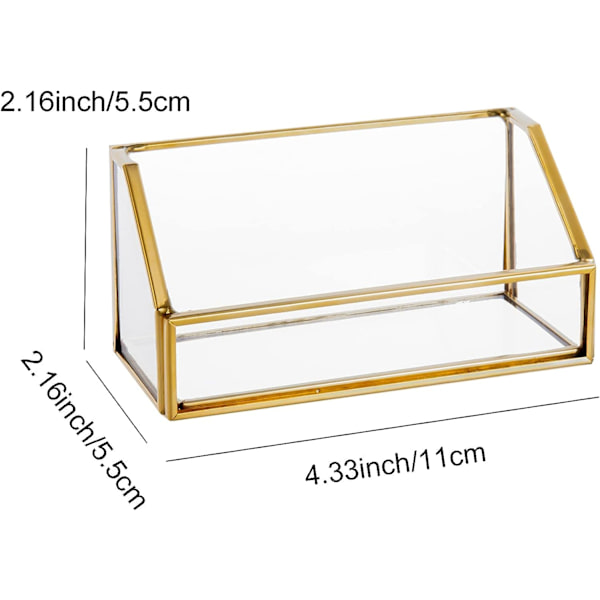 Guld Glas Visitkortholder - Visitkortholder til skrivebord og disk (Guld)