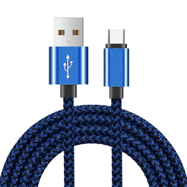 Blå Kabeltelefon Oplader Telefon[2M] Flettet Nylon USB-kabel Hurtigt
