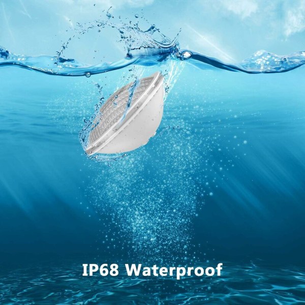 LED-poollampa PAR56, 18W poolstrålkastare vattentät IP68 LED nedsänkbar poolstrålkastare, 1800lm, strålvinkel 12