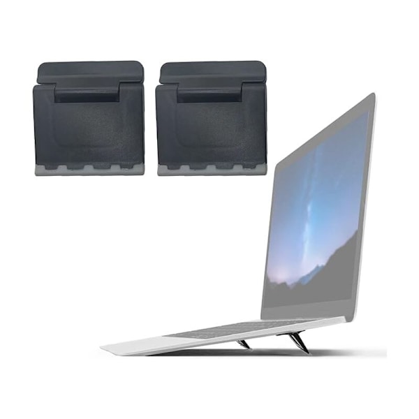 2 stycken mini laptopstöd, osynligt portabelt laptopstativ i självhäftande plast för notebook och tangentbord (svart)