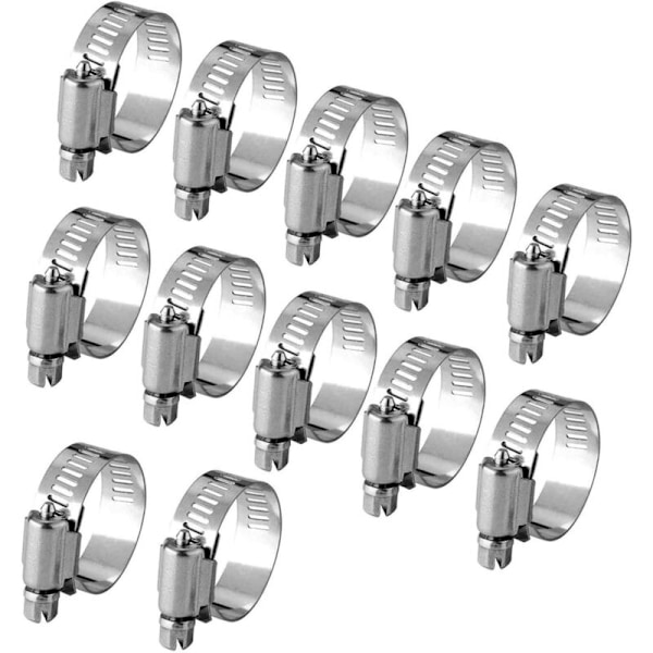 12 stycken åtdragningshalsband justerbara stål rostfritt stål slangklämma tänger fixering (10-16 mm)