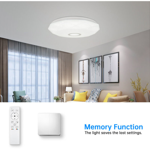 LED-loftlampe - Farveskiftende med fjernbetjening - Justerbar RGB-loftlampe - 3000K-6500K neutral hvid - IP20 vandtæt loftlampe