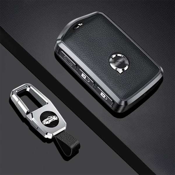 Volvo Smart Car Key Holder - grå - Til Volvo XC60 XC70 XC90 C30 S60 S80 S90 V60 V70 V90 - Læder - Sideknapper