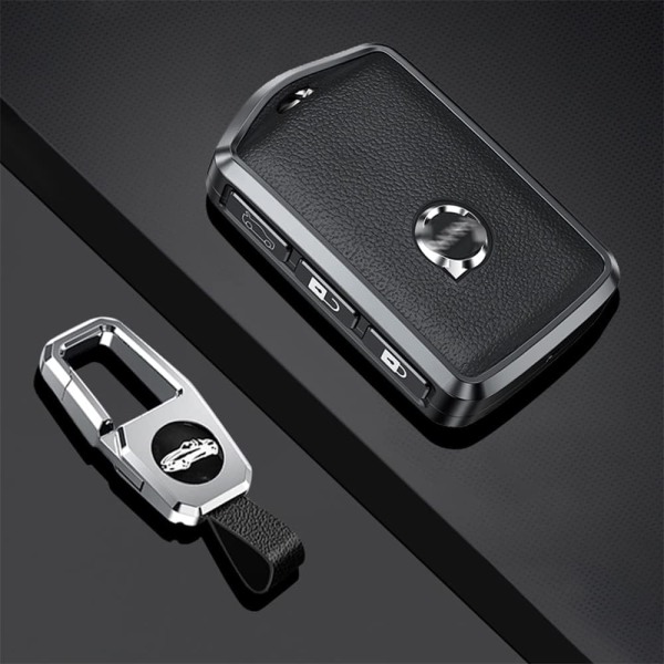 Volvo Smart Car Key Holder - harmaa - Volvo XC60 XC70 XC90 C30 S60 S80 S90 V60 V70 V90 - Nahka - Sivupainikkeet