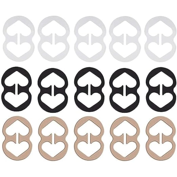 BH-stropclips, 15 BH-clipsholder til kvinder, sort, hvid, beige til fuld cupstørrelse, udskæringskontrol BH-stropclips skjuler stropper til racerback-til B