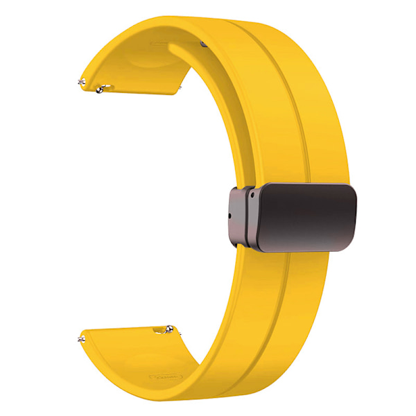 Passar till Samsung Huawei Garmin magnetiskt fällbart spänne silikon klockarmband watch5pro universell modell, gul, 22mm(gul)