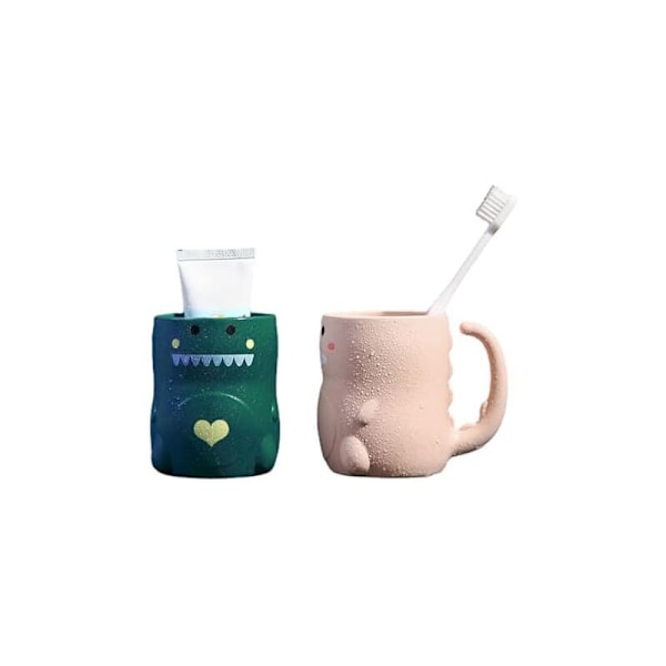11x9cm Badrumsmugg, 2-pack tandborstmugg, Dinosauriemugg tandborste, hållbar plastmugg, för pojkar flickor daglig användning