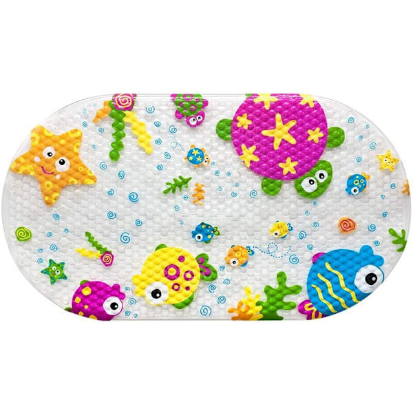 Halkfri barnmatta Babybadmattor med sugkoppar Badkarsmatta (marinliv), 69x39cm