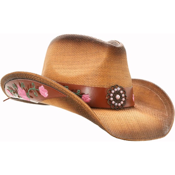 Outback Cowboy Hat Menn Kvinner Klassisk Halm Western Cowgirl Hat