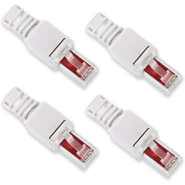RJ45 Cat6 Cat5 LAN Nettverks Patch Kabel Plugg Verktøyfri Montering Krympeplugg 4 Pakning Verktøyfri RJ45 CAT6 Kobling