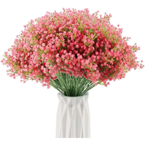 6 Pakk Realistiske Kunstige Gypsophila Blomstergrener til Bryllupsfest, Blomsteroppsats, Hjemmedekor (Rosa)