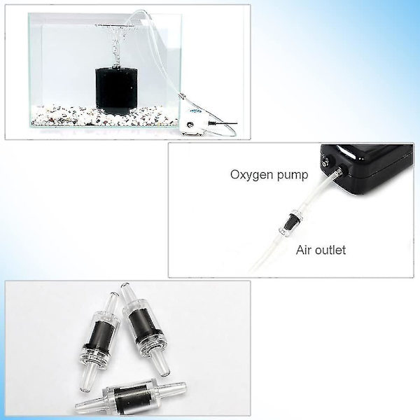 Akvarie Luftpumpe Tilbakeslagsventiler, Enveis Tilbakeslagsventil for Akvarium, Akvarium Enveis Tilbakeslagsventil, Tilbakeslagsventil for Akvarium, Svart, 10 Stykker