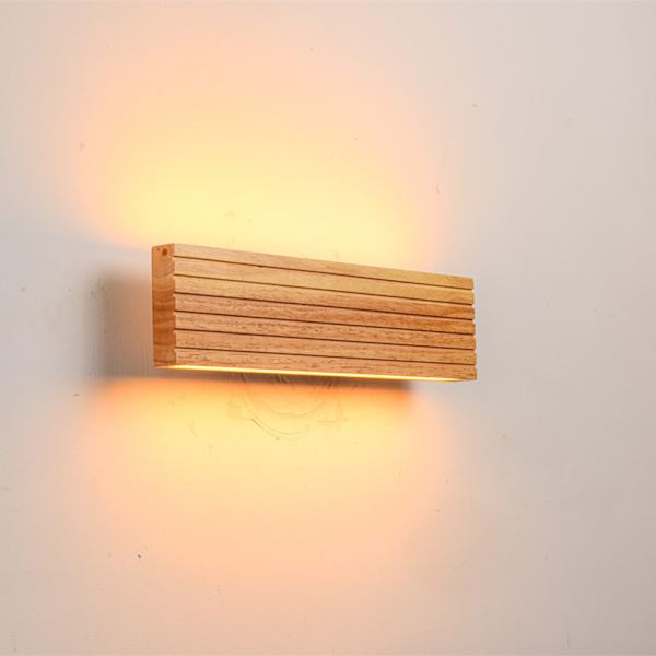 Enkel og kreativ LED massivt træ væglampe bar, soveværelse, køkken, restaurant, bar, gang base (32cm)