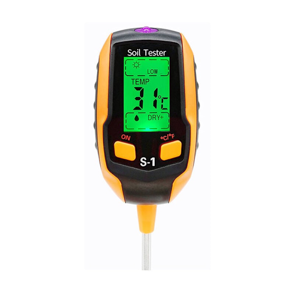 4-i-1 Fuktmätare - Digital LCD-display - Växttemperatur/Jordfuktighet/pH/Solljusintensitet - Jordtestare för Trädgårdsarbete, Jordbruk, 31.75.72.8cm