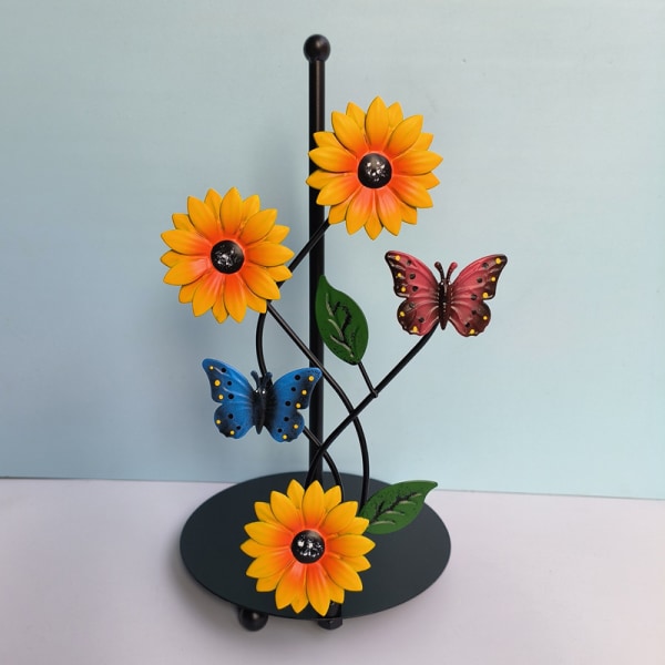 The Butterfly Pattern Paper Towel Holder Sunflower Countertop Paper Towel Holder Roll Holder Craft Storage Rack Wrought Iron Sunflower Dish Sunflowe