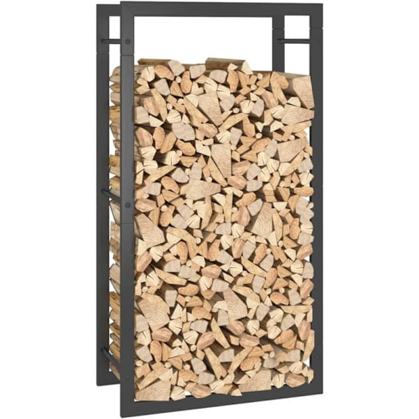 Svart Matt Vedställ 50x28x94 cm Stål