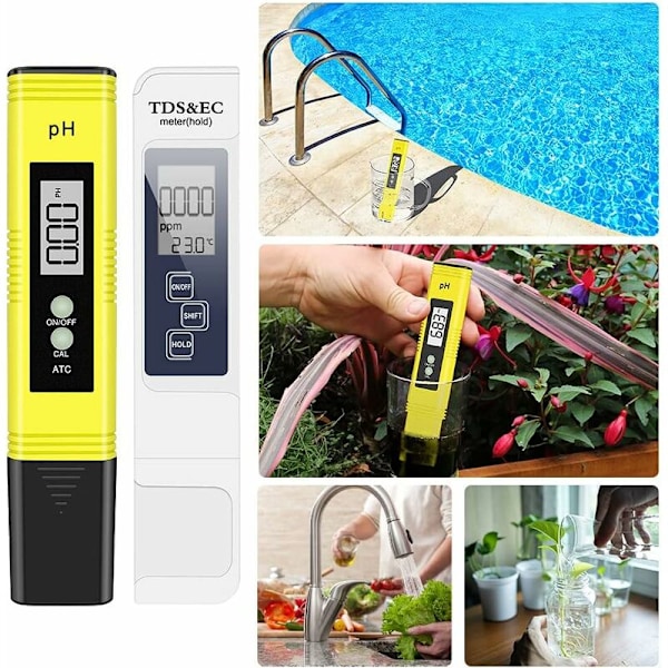 VANDKVALITETSTEST MYPH TDS PH EC Temperatur 4 I 1 Digital tester sæt med LCD Testskærm til swimmingpool, akvarium