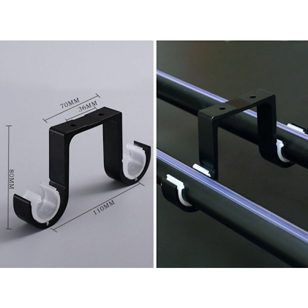 Gardinstångsfäste 2 stycken Dubbelt väggfäste Takstång Tak Aluminiumlegering rostskydd anpassad till stångens diameter 28-33mm