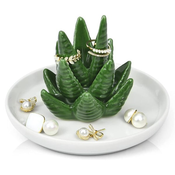 Pudding Hut Aloe Vera Ring Holder, Cactus Ring Tray, Jewelry Holder Jewelry Tray for Ring Earring Necklace Organizer, Ladies Christmas Gift, Ladies