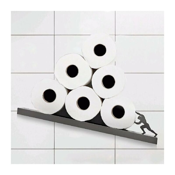 Toiletpapirholder i rustfrit stål, kreativ toiletrulleopbevaringsholder, Hercules badeværelsestilbehørsholder, 44 x 10 x 10 cm
