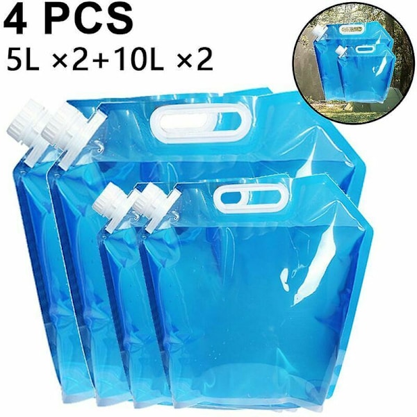 Sammenleggbar vannbeholder, Plast Wallow uten BPA 4 stk