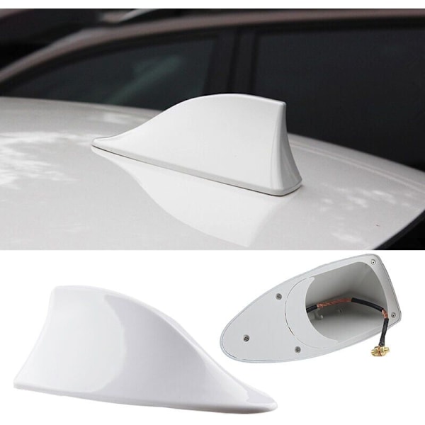 Bil Hai Shark Universal Antenne Auto Shark Automatisk Shark Signal FM/AM, Modell: Hvit 37 - Modell: Hvit 37