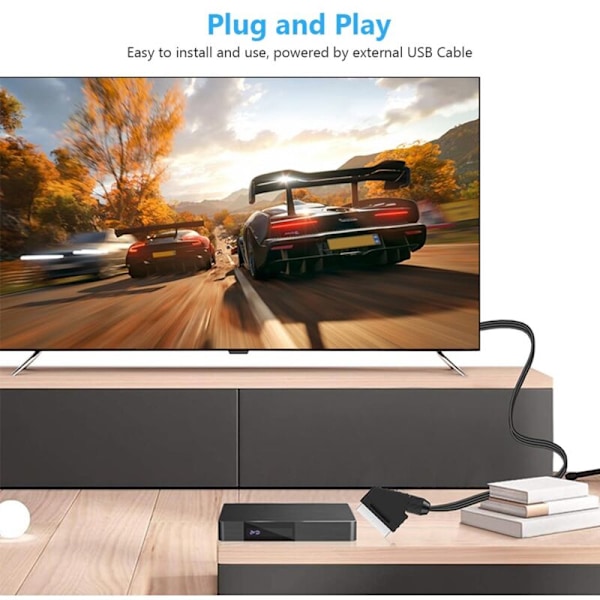 SCART–HDMI-sovitin, SCART–HDMI-kaapeli, SCART-audio-videomuunnin, SCART–HDMI-muunnin HDMI-kaapelilla 1080P/720P HD-televisiolle ja -projektorille