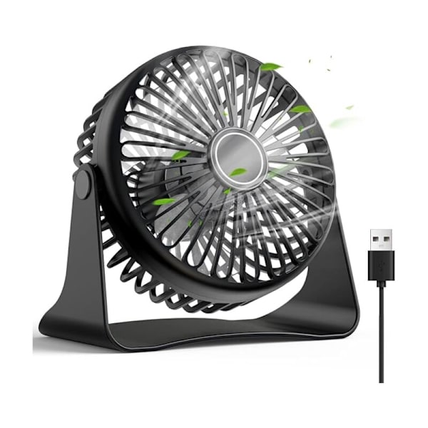 USB-toimistotuuletin, kannettava toimistotuuletin, mini 360° pyörivä toimistotuuletin, pieni 3-nopeuksinen tuuletin työpöydälle, kotiin, makuuhuoneeseen, musta