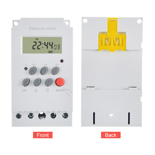Ohjelmoitava digitaalinen ajastin AC 220 V 25 A, Elektroninen ajastinohjain DIN-kiskolle LCD- ja kellonäytöllä
