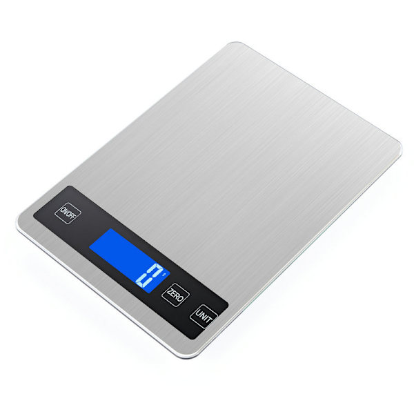 Elektronisk köksvåg, precision 1g rostfritt stål digital matvåg, 15 kg/33 lb kapacitet, 23 x 16 cm stor plattform, bakgrundsbelyst LCD-display, Tempe