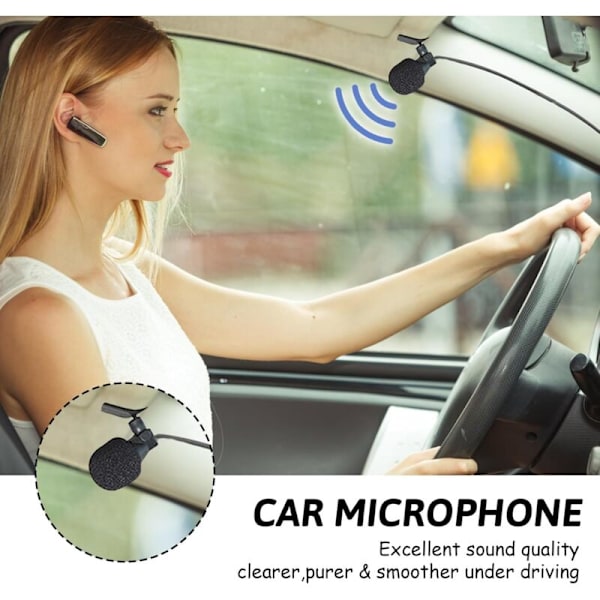 Extern mikrofon för bilstereos och Bluetooth-stereospelare, kompatibel med DVD - Clip-mikrofon med kabel för högre samtalskvalitet
