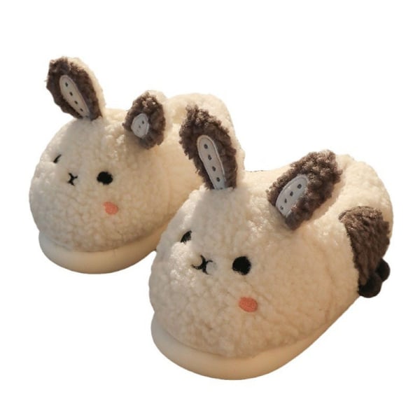 Fluffiga kanintofflor, varma plyschskor för damer Söta kaninöron Platta inomhushem Lälsiga vintertofflor för kvinnor 24,5 cm