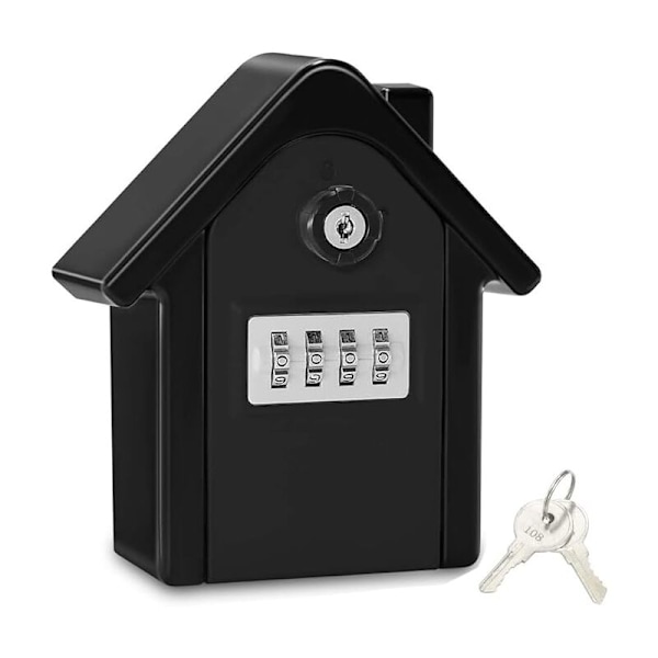 1 stk. (svart) Veggnøkkelboks med digital kode og nødnøkler, stor nøkkelsafe boks format XL format med utendørsnøkkel for hus, kontor, fabrikk, ga