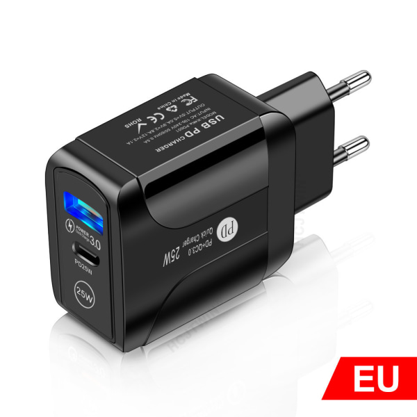 25WPD hurtigladende mobiltelefonlader 5A europeisk standard hurtigladende hode Type-c adapter