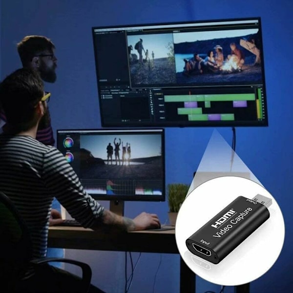 Ääni- ja videokaappauskortti, 1080p HDMI-USB-sovitin, kannettava Plug  Play -kaappauskortti suoratoistoon, videotallennukseen tai suoraan lähetykseen