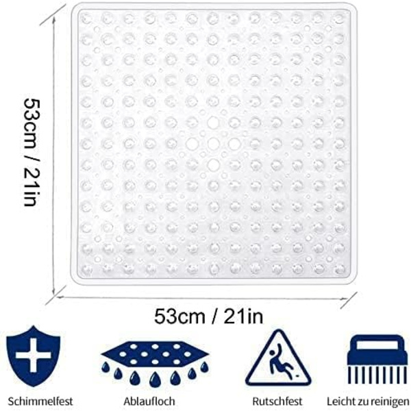(RELEASE)Kvadratisk halkfri sugkopp badmatta - Hållbar och snygg - halkfri duschmatta - Modern design - Kvalitetssugkoppar - Maskintvättbar