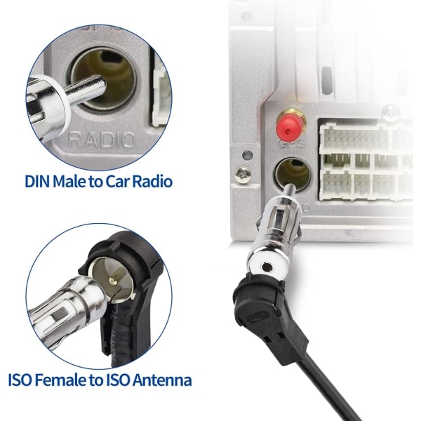 Bilradioantenneadapter DIN hann ISO kvinnelig bilantenne FM/AM R