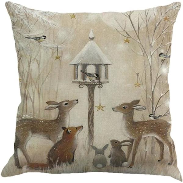 4 Jul Djur Tryck Kuddfodral Vinter Heminredning Kuddfodral 18 x 18