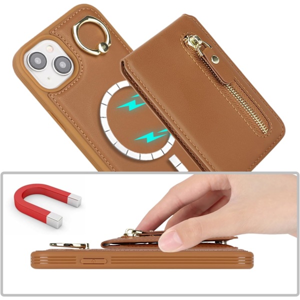 iPhone 13 Læder Cover - Lysebrun