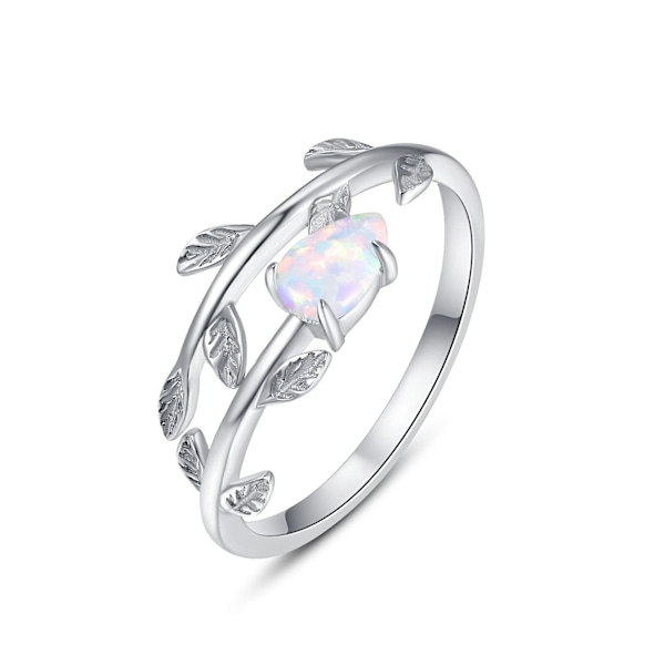 Enkel Twig Månsten Ring, 925 Sterling Silver, Justerbar Öppen Ring för Kvinnor Flickor