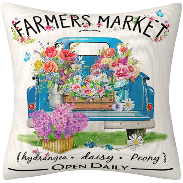 Dekorativt pudebetræk Farm forår plante Blomst Sofa Sofa Firkantet pudebetræk 45x45cm Betræk Udendørs Vandtæt Pude Til Sofa Hus Salon Have 4