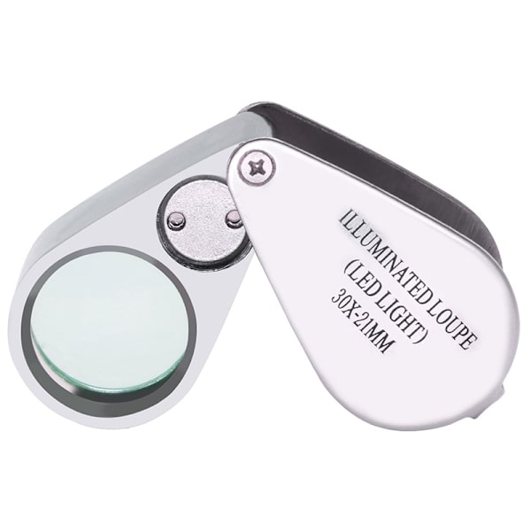 Juvelerare Lupp, 30x Belysande Förstoringsglas Läsförstoringsglas 21mm