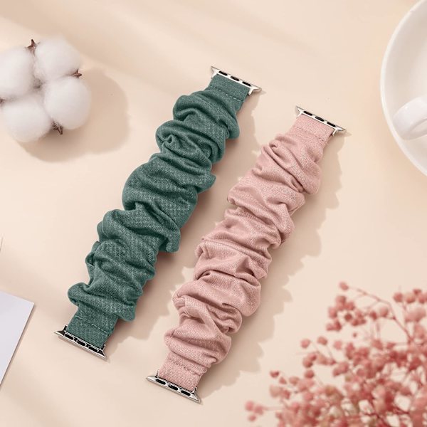 Rosa/Grön - 2-pack klockarmband för Apple Watch-band 38 mm 40 mm 41 mm Justerbart fjäderklämma för iWatch-band Serie 8 7 6 5 4 3 2 1 SE Ultra,